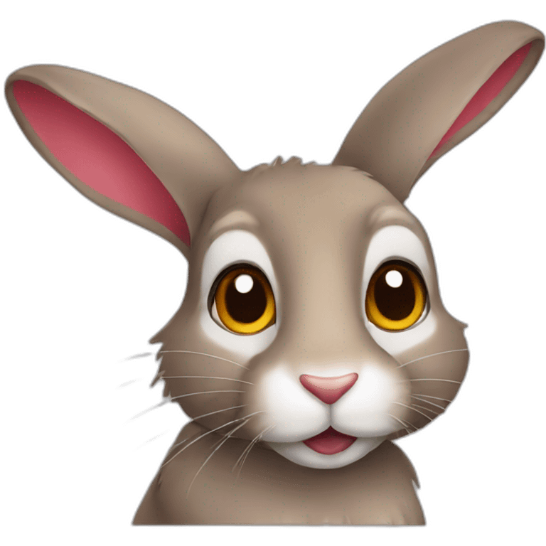 Brown eyed rabbit with wild colors emoji