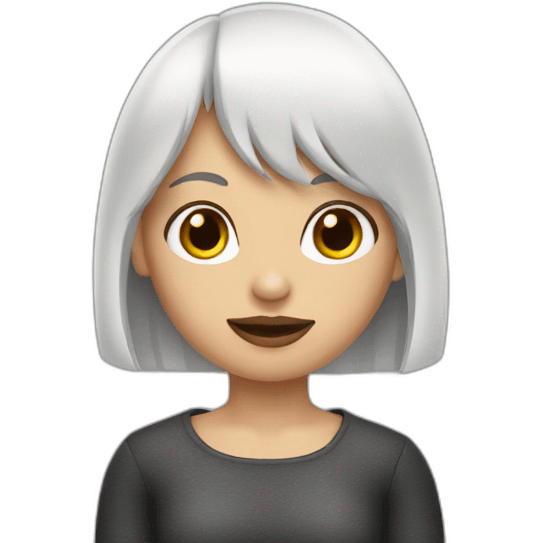 girl with ring in nose white hair straight bangs emoji