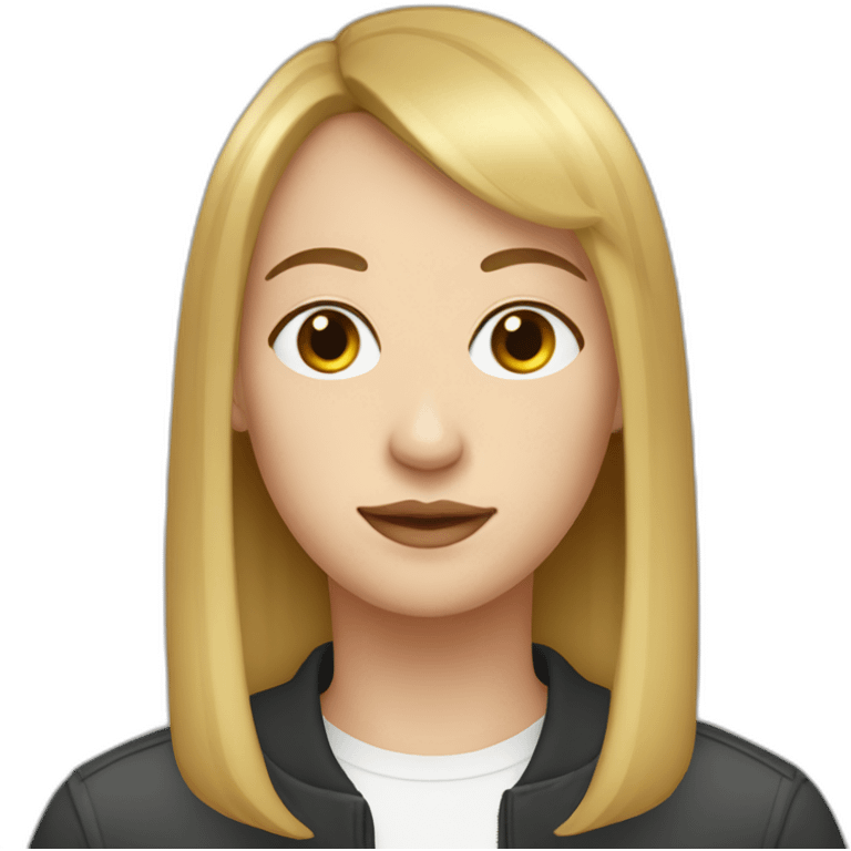 face of nonbinary white person with dark blonde bob, mid part and straight bangs emoji