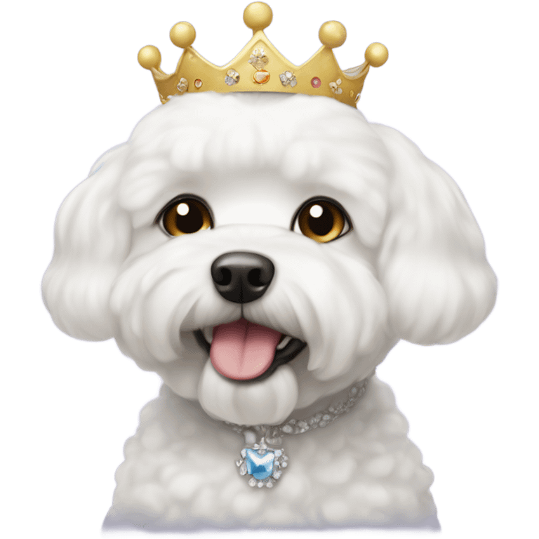 A Bichon Frise wearing a princess crown  emoji