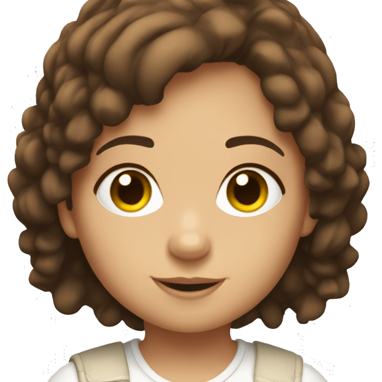 Cute girl with short brown hair sitting inside a white Subaru XV  emoji