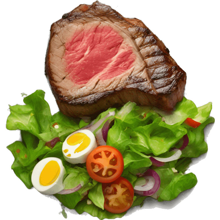 seared steak and salad  emoji