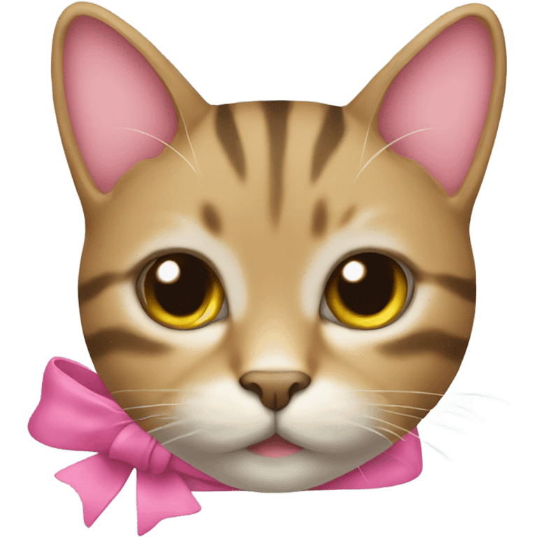 tabby cat with a pink bow emoji