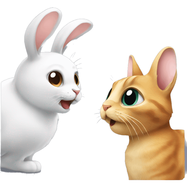 a cat and a rabbit having a conversation emoji