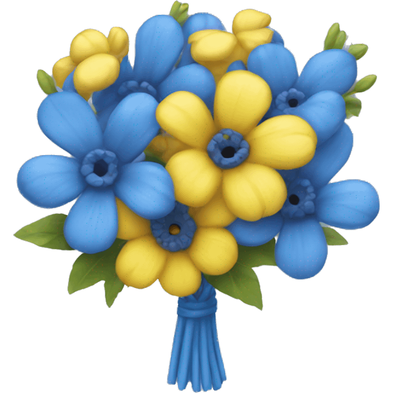 Blue and yellow bouquet emoji