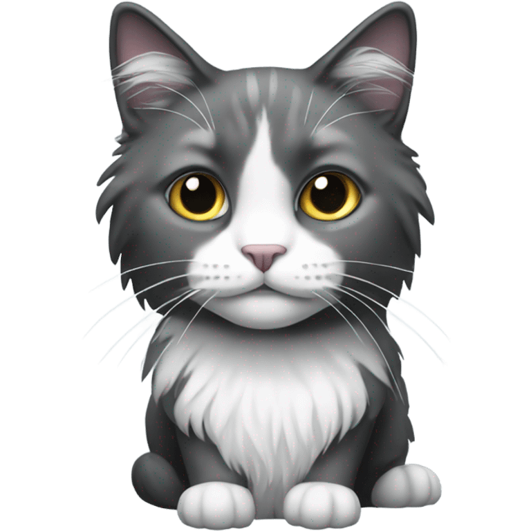 Black and white long haired cat with a grey short hair  emoji