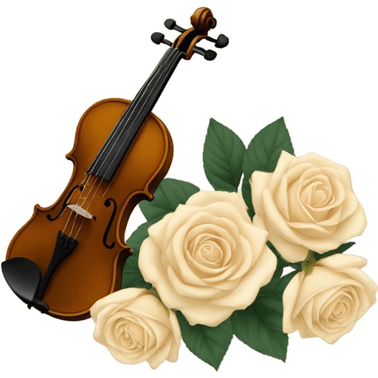 vintage violin and beige roses emoji