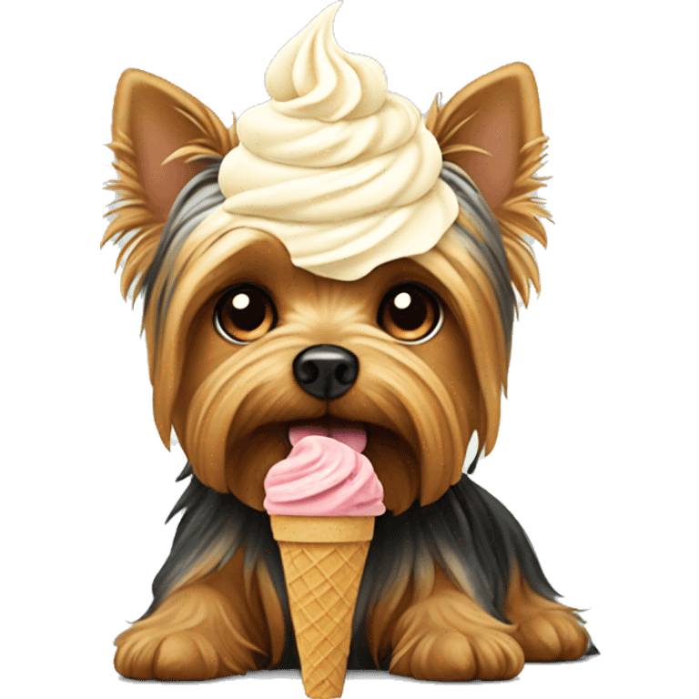 Yorkshire terrier eating ice cream emoji