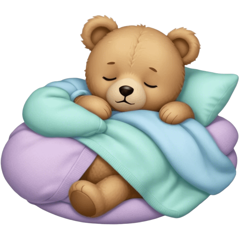 Cute teddy bear with a pastel sweater sleep emoji