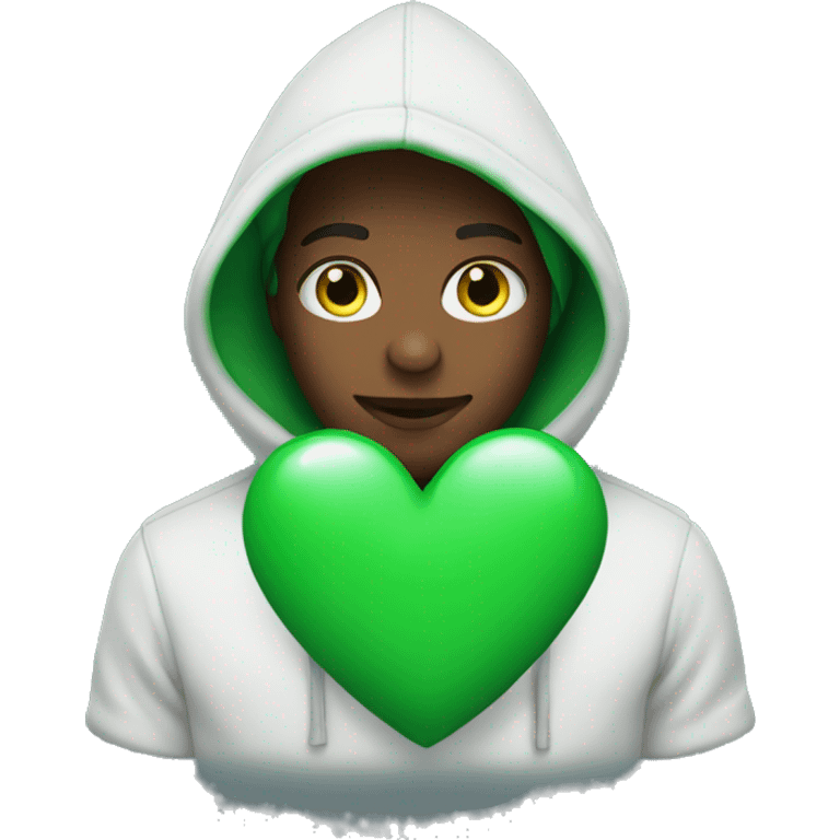 Green heart with a hoodie emoji