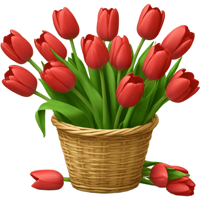 Red tulips bouquet in basket the same as the white ones you gave me without the bow emoji