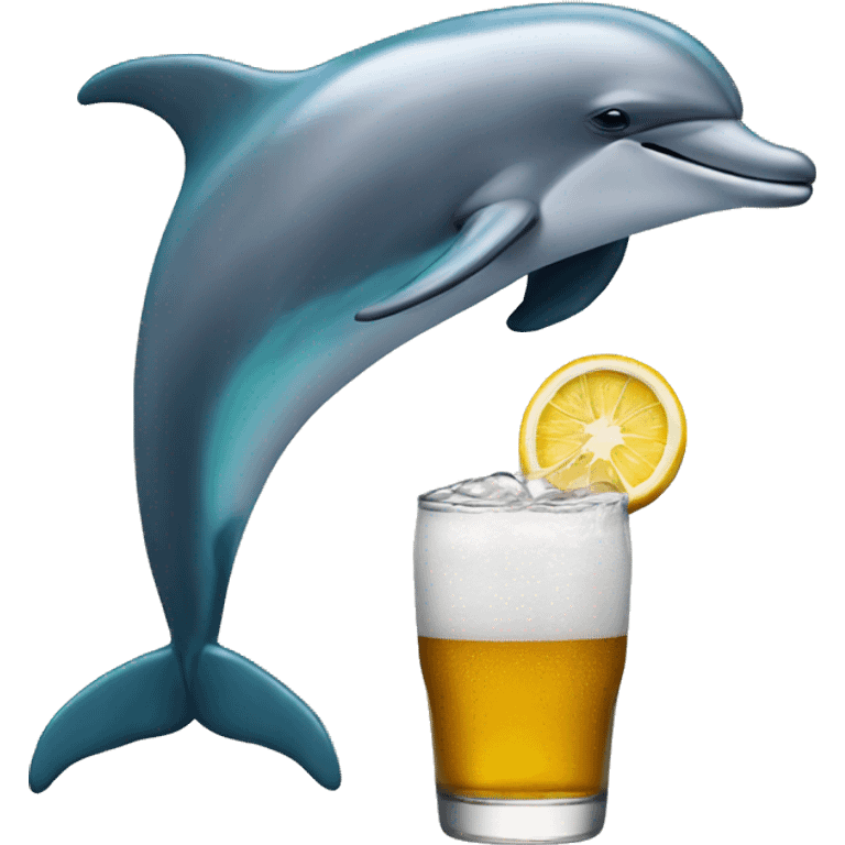 Dolphin drinking a modelo  emoji