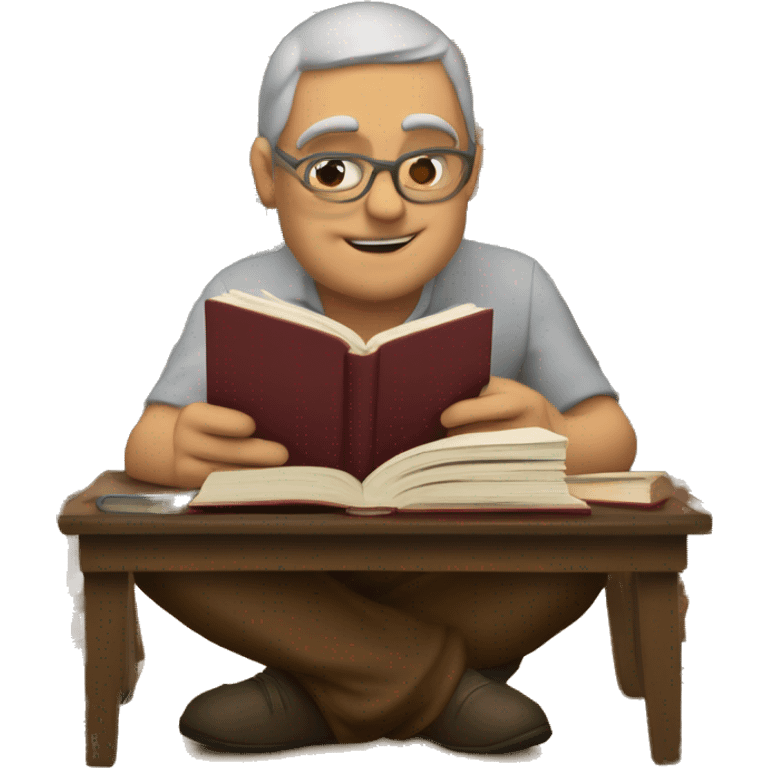 unconejo estudiando y sentado sobre varios libros emoji