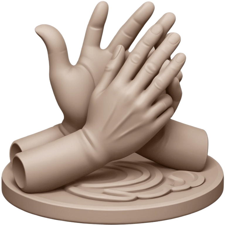 Sculpting icon, clay being shaped by hands, sculpting tools, unfinished sculpture, textured surface, minimalistic style, clean lines, transparent background. emoji