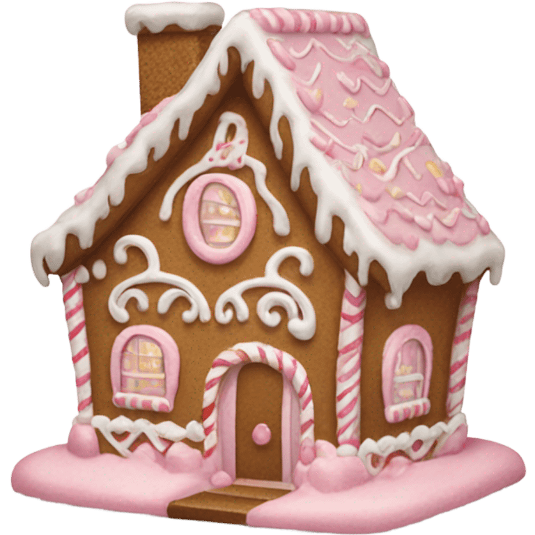 Light Pink detailed gingerbread house  emoji