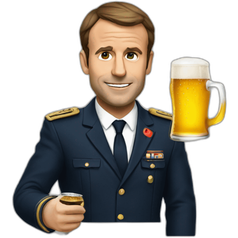 Macron with a beer emoji