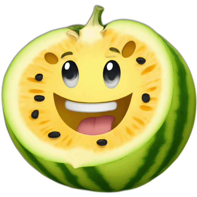 happy and cute yellow rock melon emoji