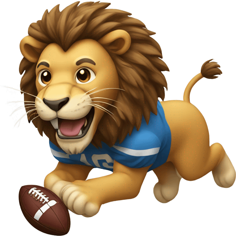 Lion running with a football emoji