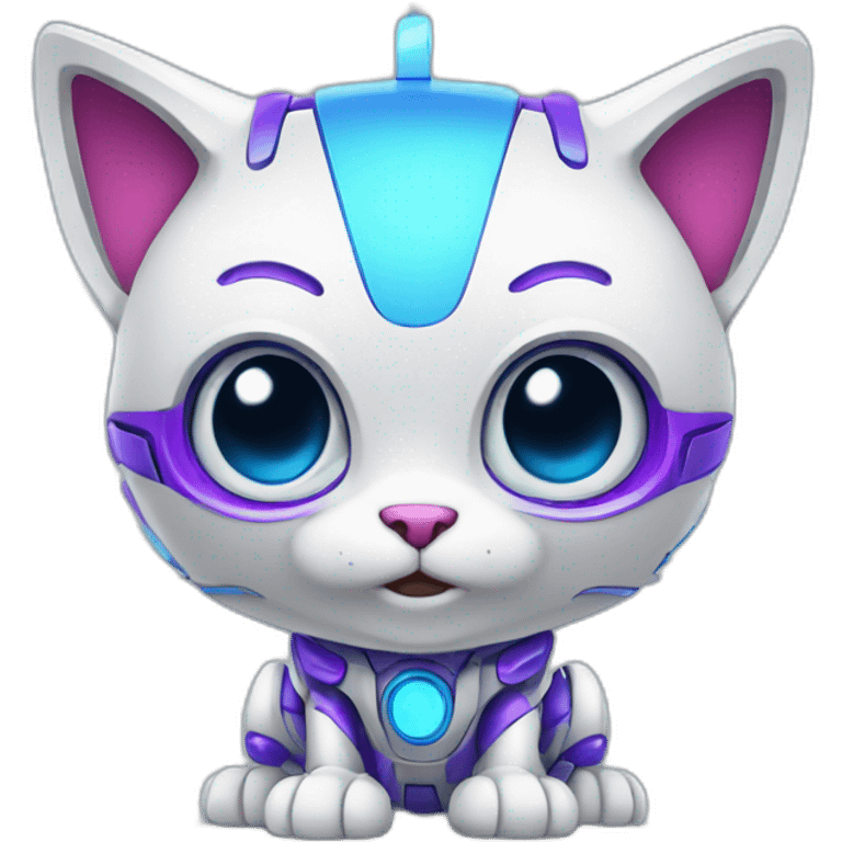 gato robot azul y violeta emoji