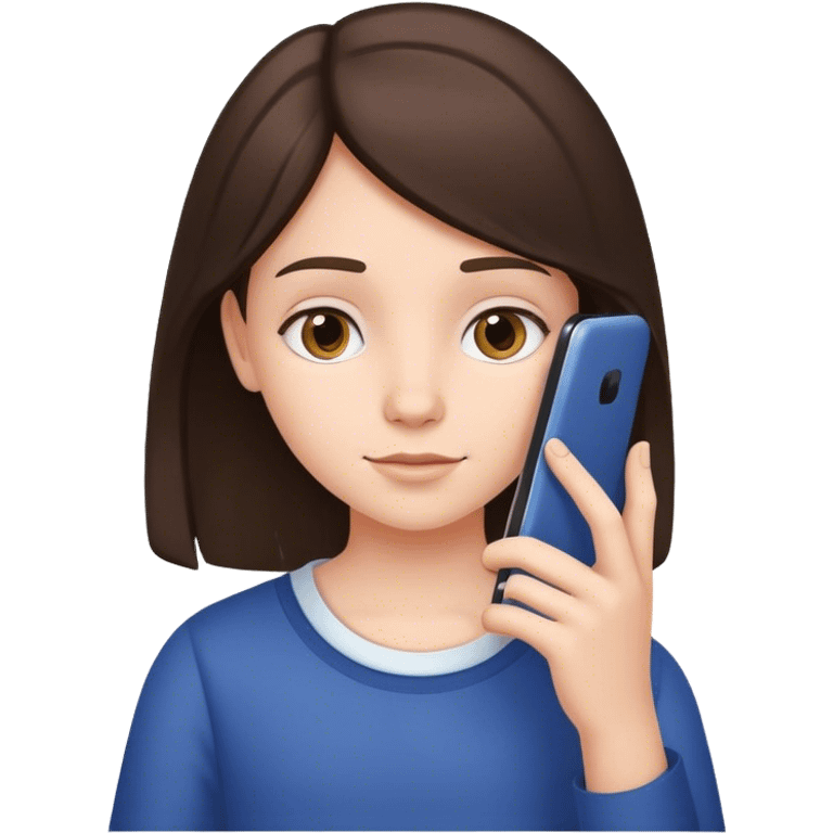 Brunette 12 year old with a cell phone  emoji