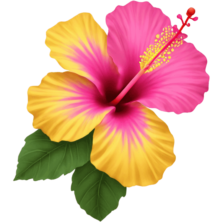 yellow and pink hibiscus flower emoji