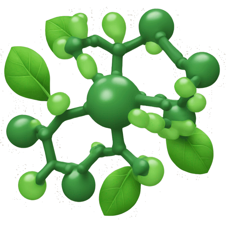 Molecule made of leaves and atoms emoji