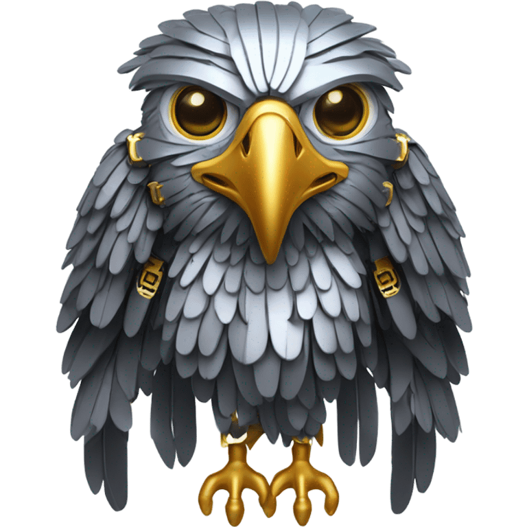 A dark furtive royal eagle as a tech drone machine emoji