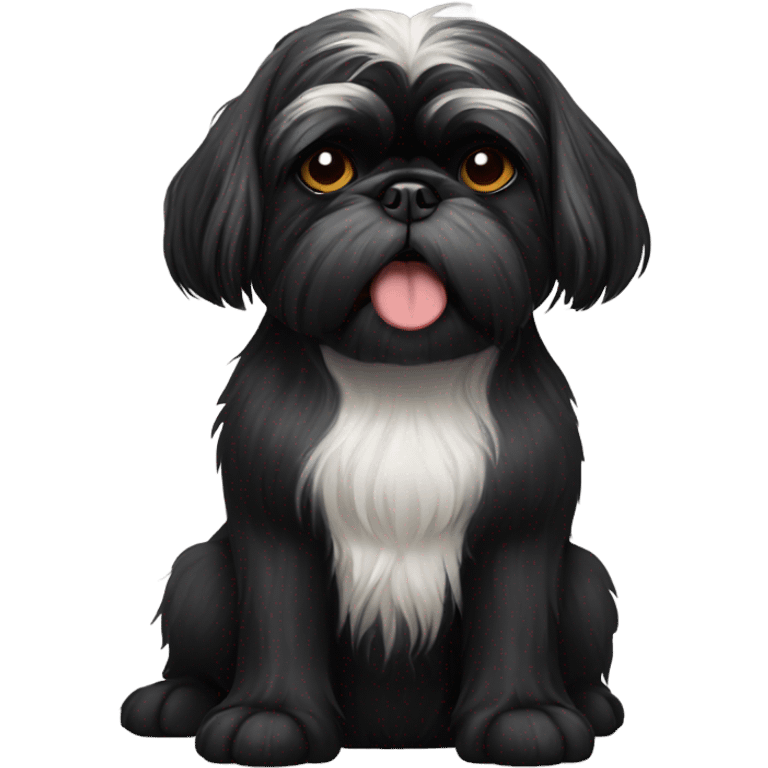 Black Shih Tzu expressing disgust emoji