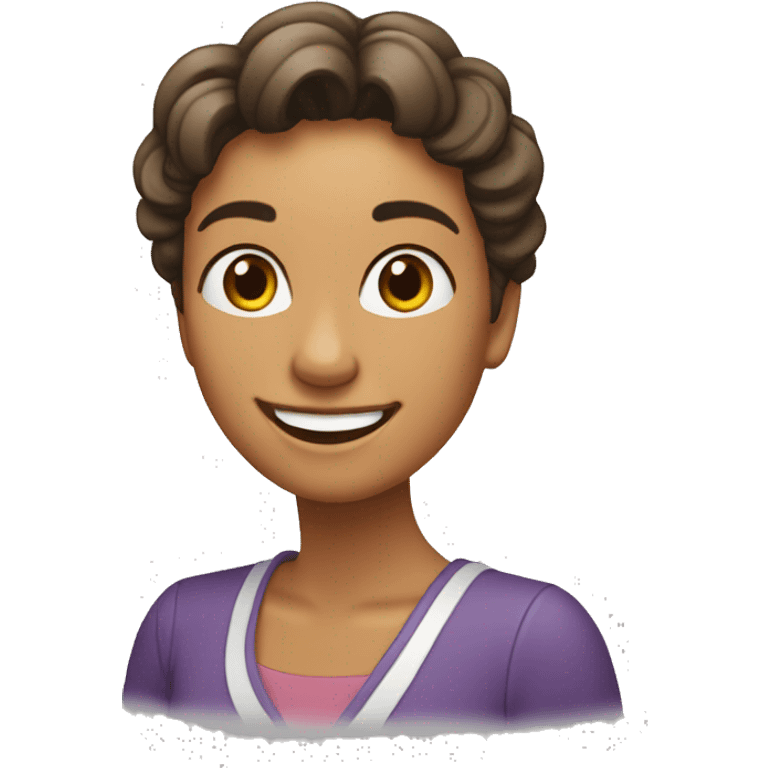 Una señora con pelo castaño sonriendo emoji