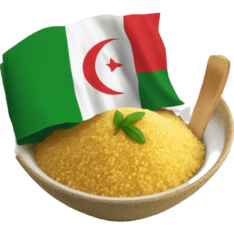 Couscous meal with Algerian flag emoji