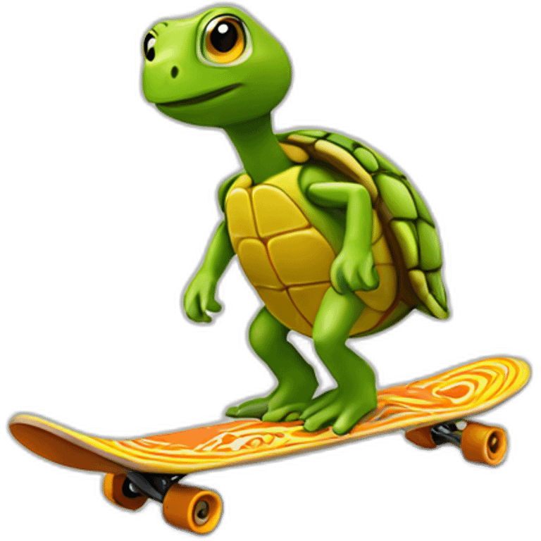 Turte riding a scateboard emoji