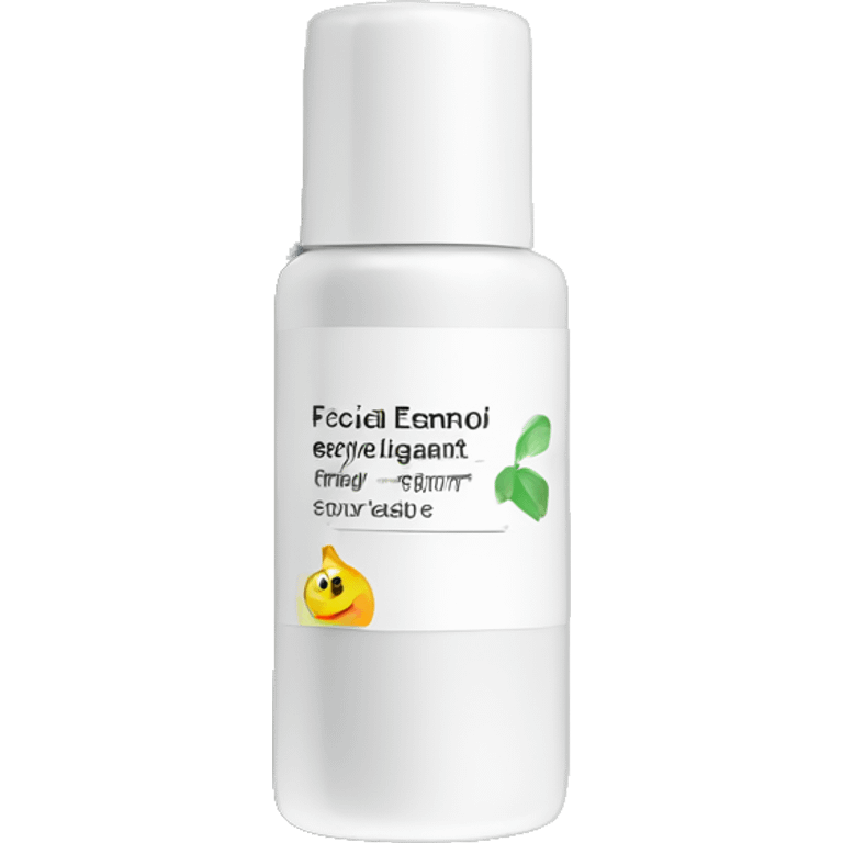 tiny facial exfoliant bottle with label emoji