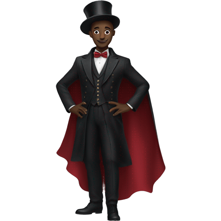 a black full body magician that has a cape that says ''Dior'', cape, text Dior emoji