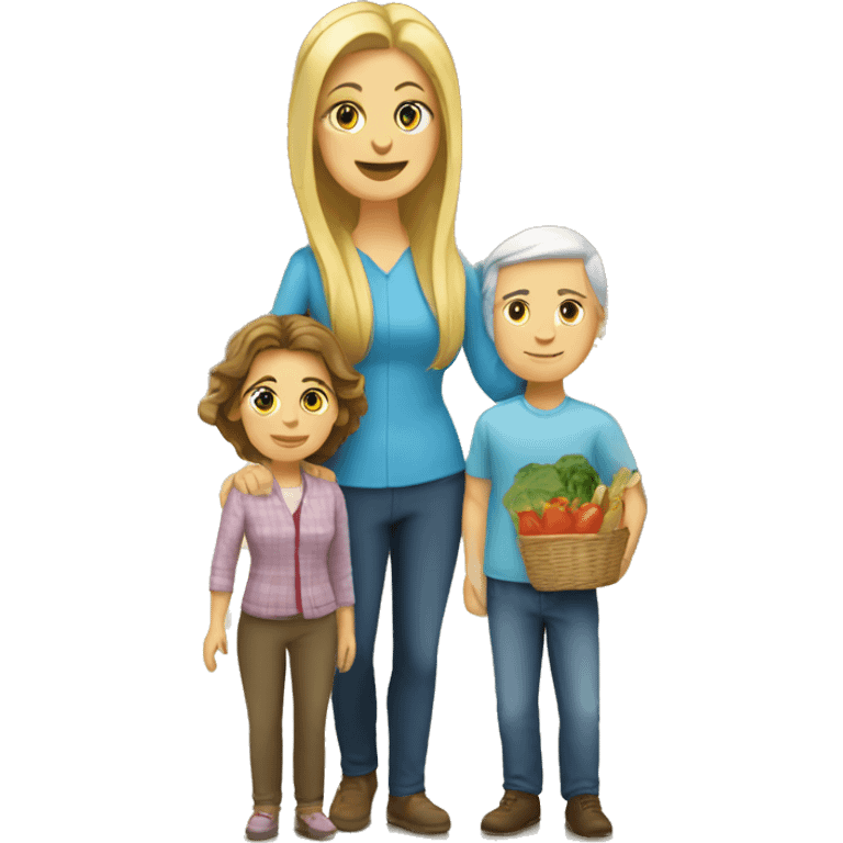 Caucasian family in a market emoji