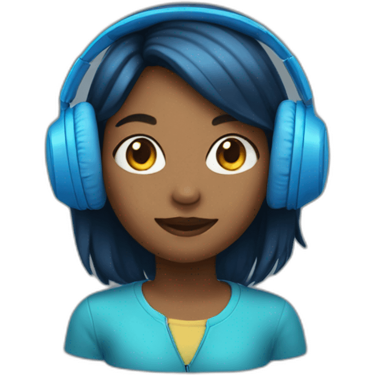 girl with blue headphones emoji