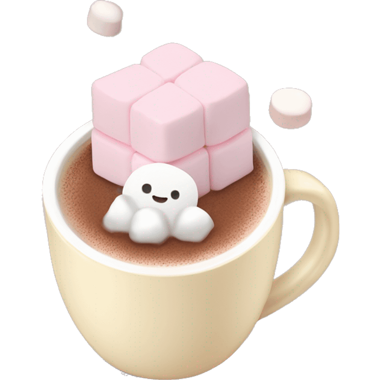 Light Pink mug of hot chocolate with marshmallows  emoji