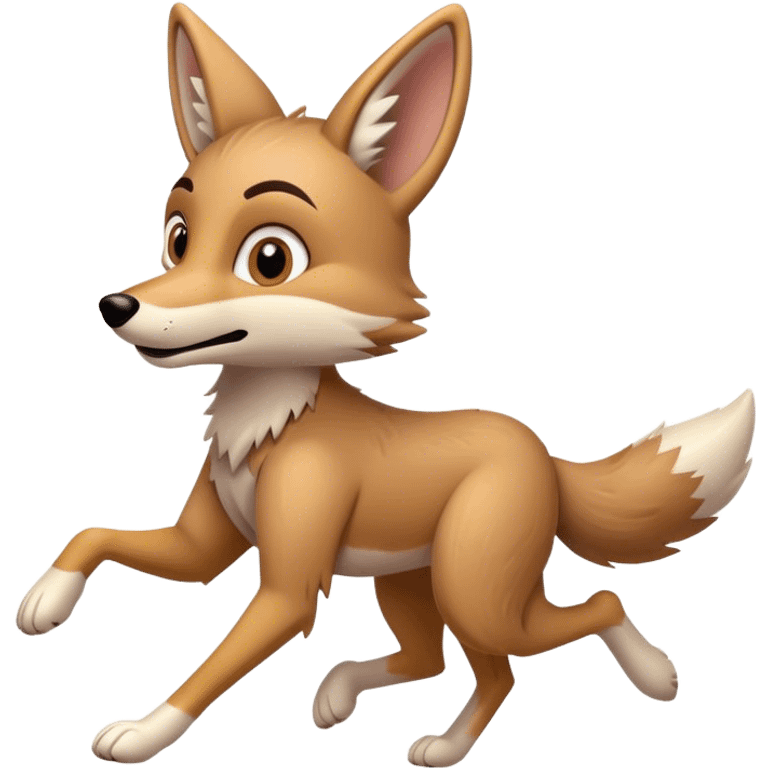 Cute, disney-style coyote running emoji