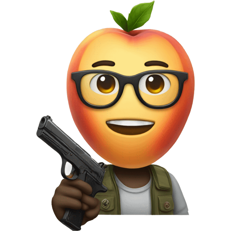 Peach with glasses shooting a gun emoji