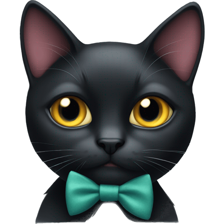 Black cat with a bow tie emoji