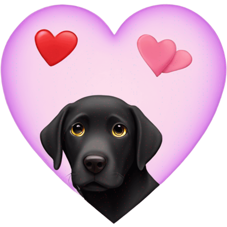 black labrador in a love heart emoji