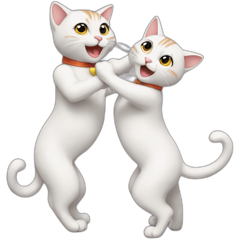 Couple of cats dancing tango emoji