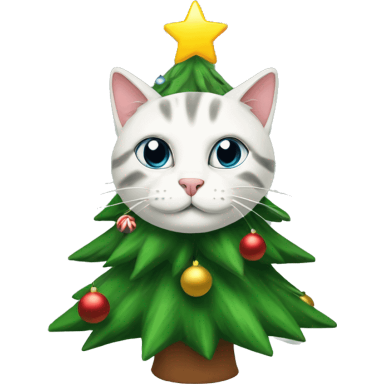 Christmas tree with cat in it emoji