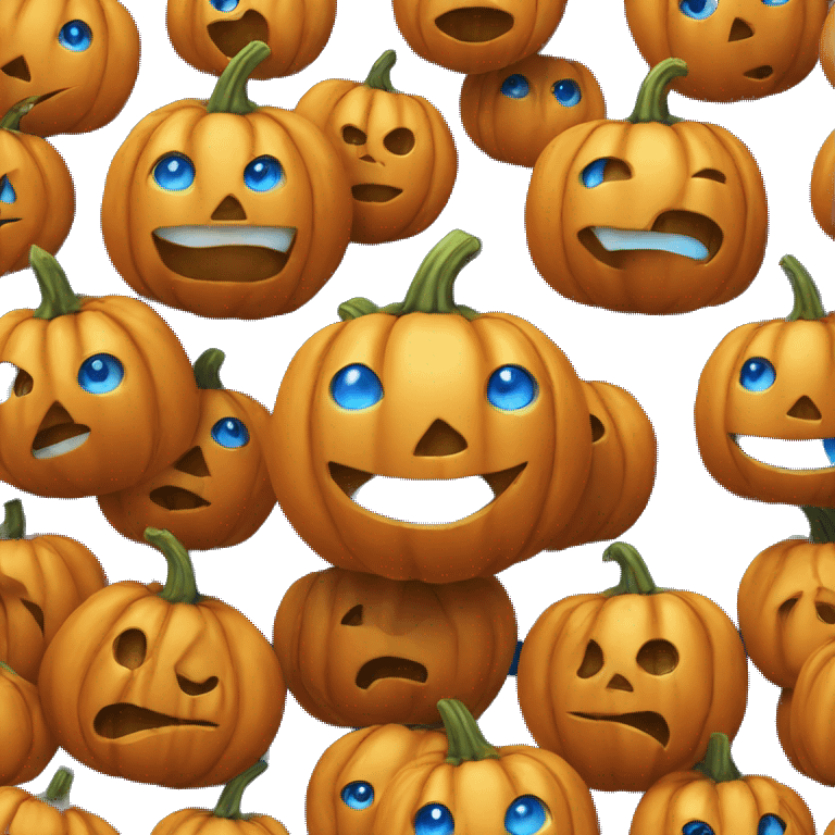 A pumpkin with blue eyes emoji