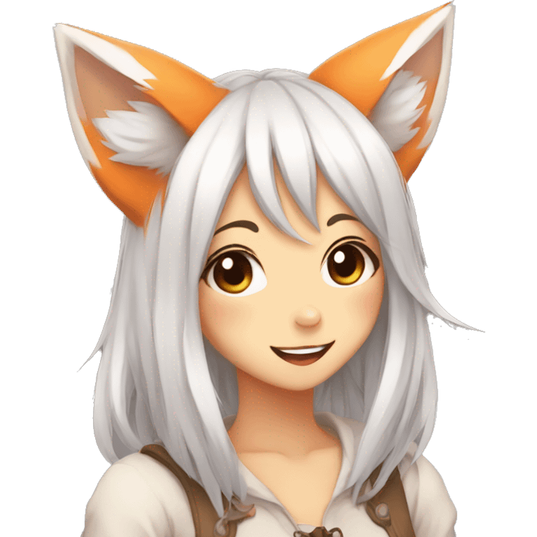 Anime fox girl shy giggling emoji