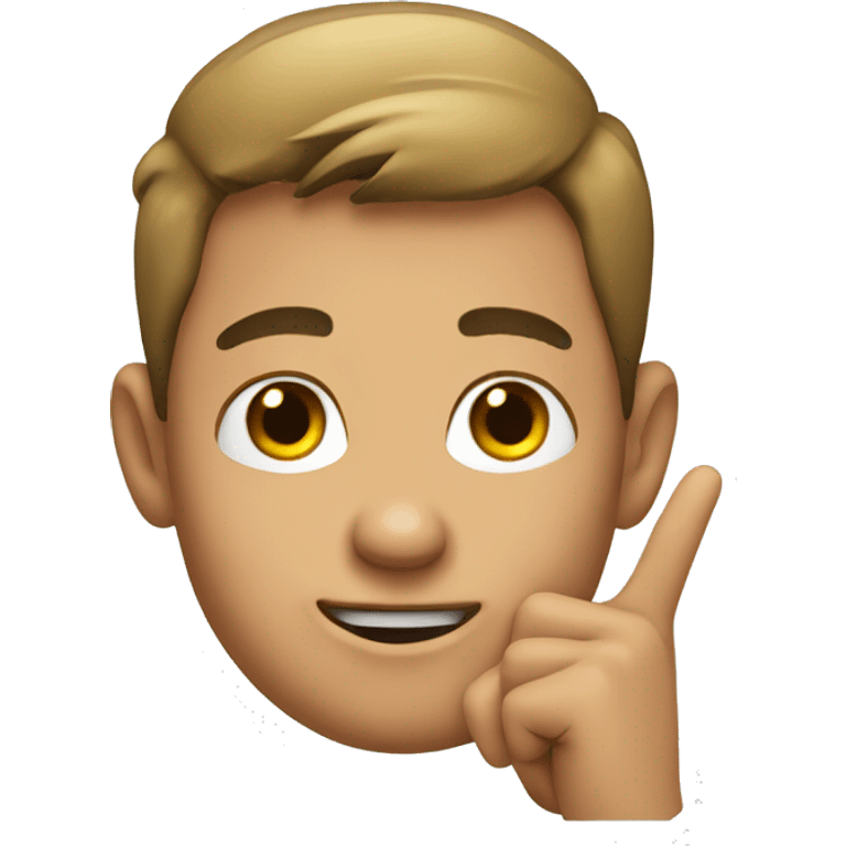 young man pointing at his ear emoji