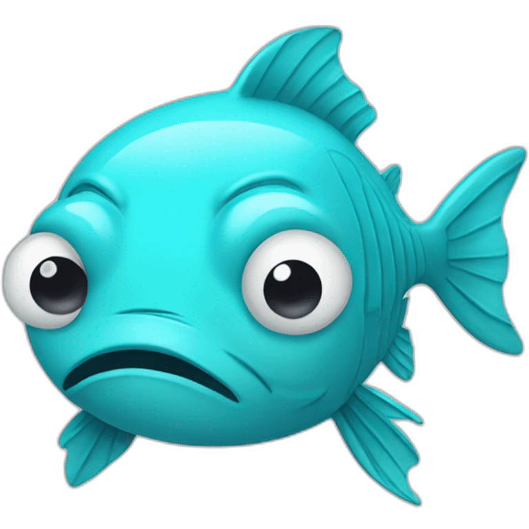 sad fish with tears, cyan, flat, side profile emoji