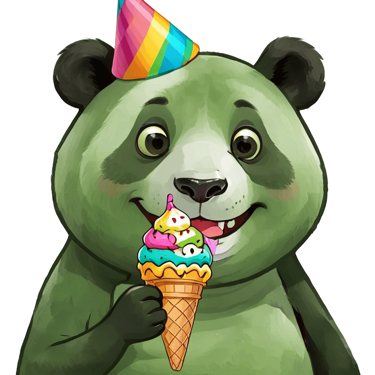 Panda eating ice cream emoji