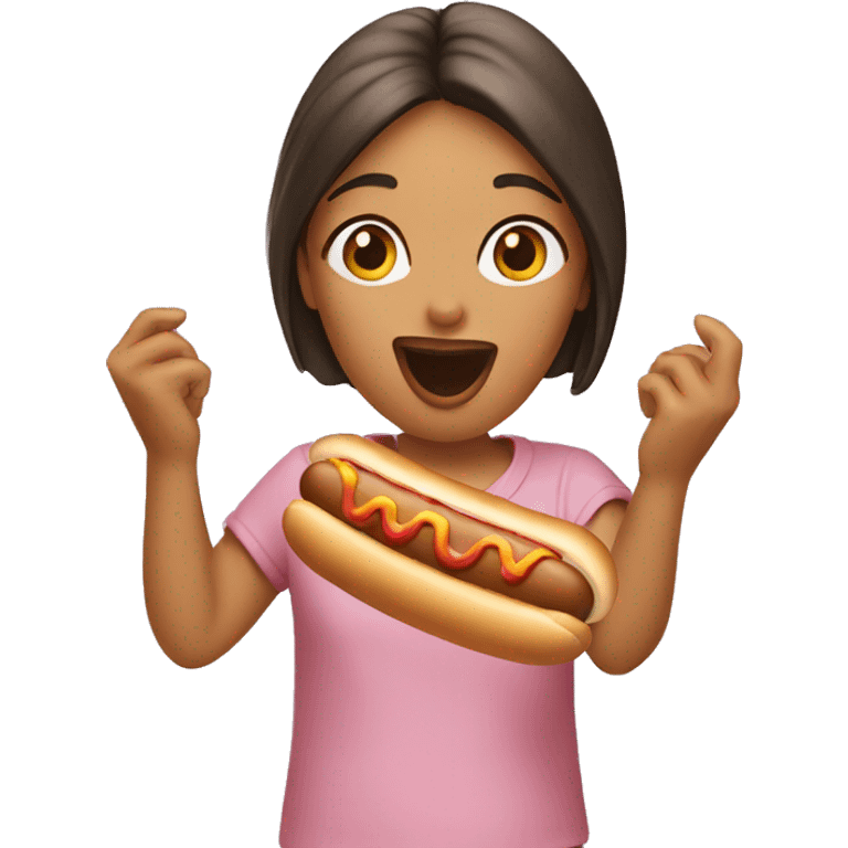 Girl eating a hot dog emoji