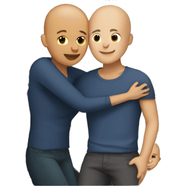 Mixed couple hugging man is bald emoji