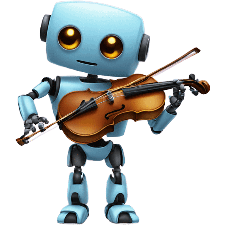 cute robot holds a violin emoji